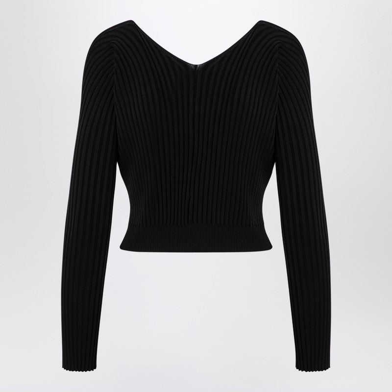 JACQUEMUS La Maille Pralu Longue black cardigan