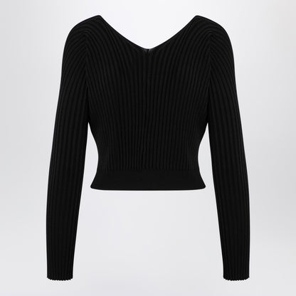 JACQUEMUS La Maille Pralu Longue black cardigan