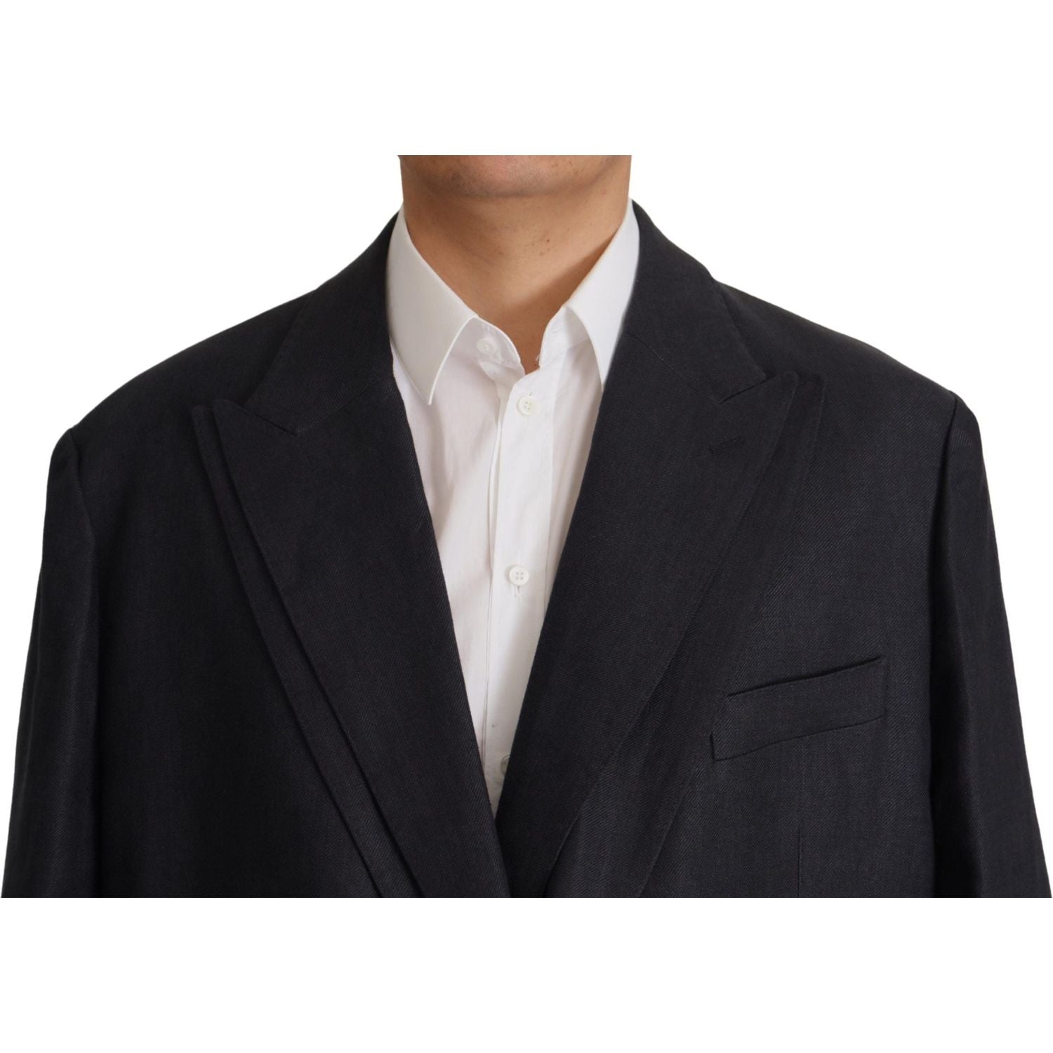 Dolce & Gabbana Blue Linen Formal Mens Blazer Jacket
