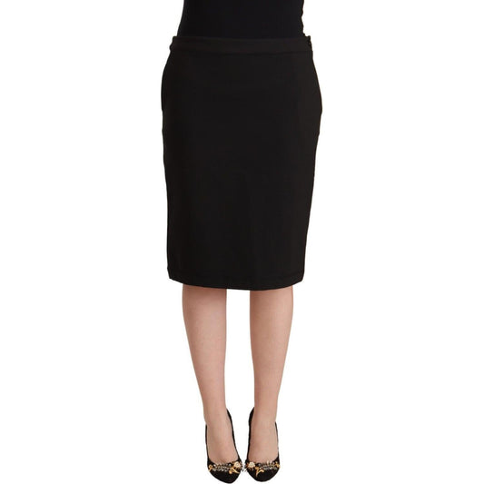 GF Ferre Black Straight Pencil Cut Knee Length Skirt
