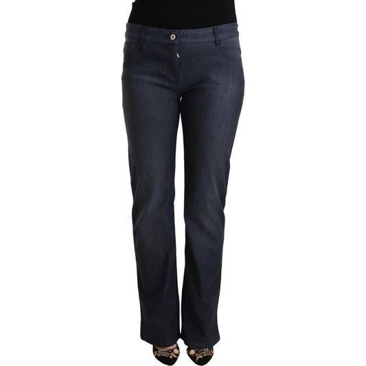 MARGHI LO' Dark Blue Cotton Straight Denim Jeans