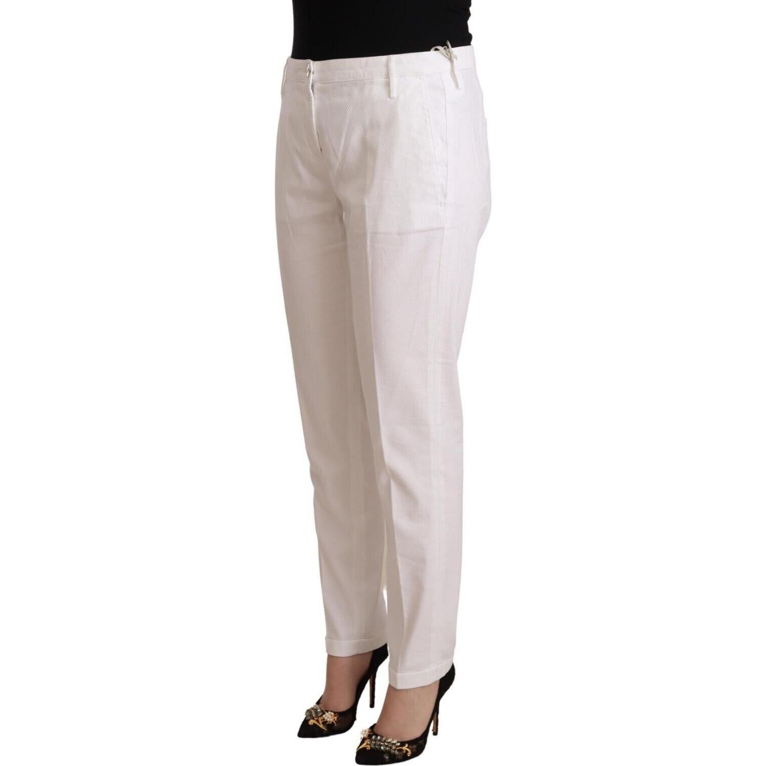 Jacob Cohen White Mid Waist Tapered Birgitte Pants