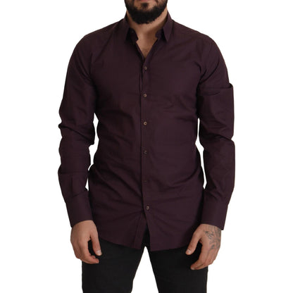 Dolce & Gabbana Purple Cotton GOLD Slim Fit Dress Shirt