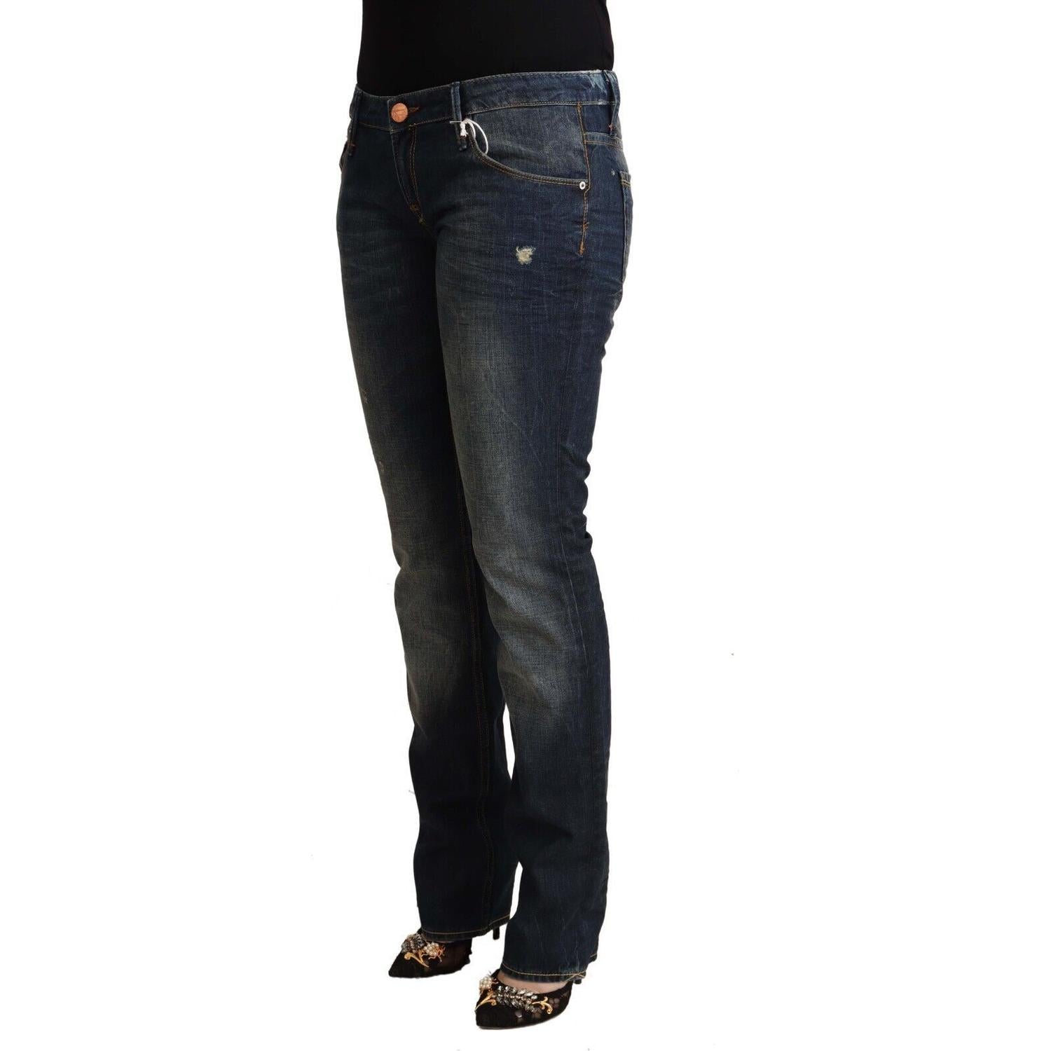Acht Blue Washed Cotton Low Waist Skinny Denim Jeans
