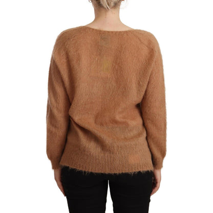 PINK MEMORIES Brown Cardigan V-Neck Long Sleeve Sweater