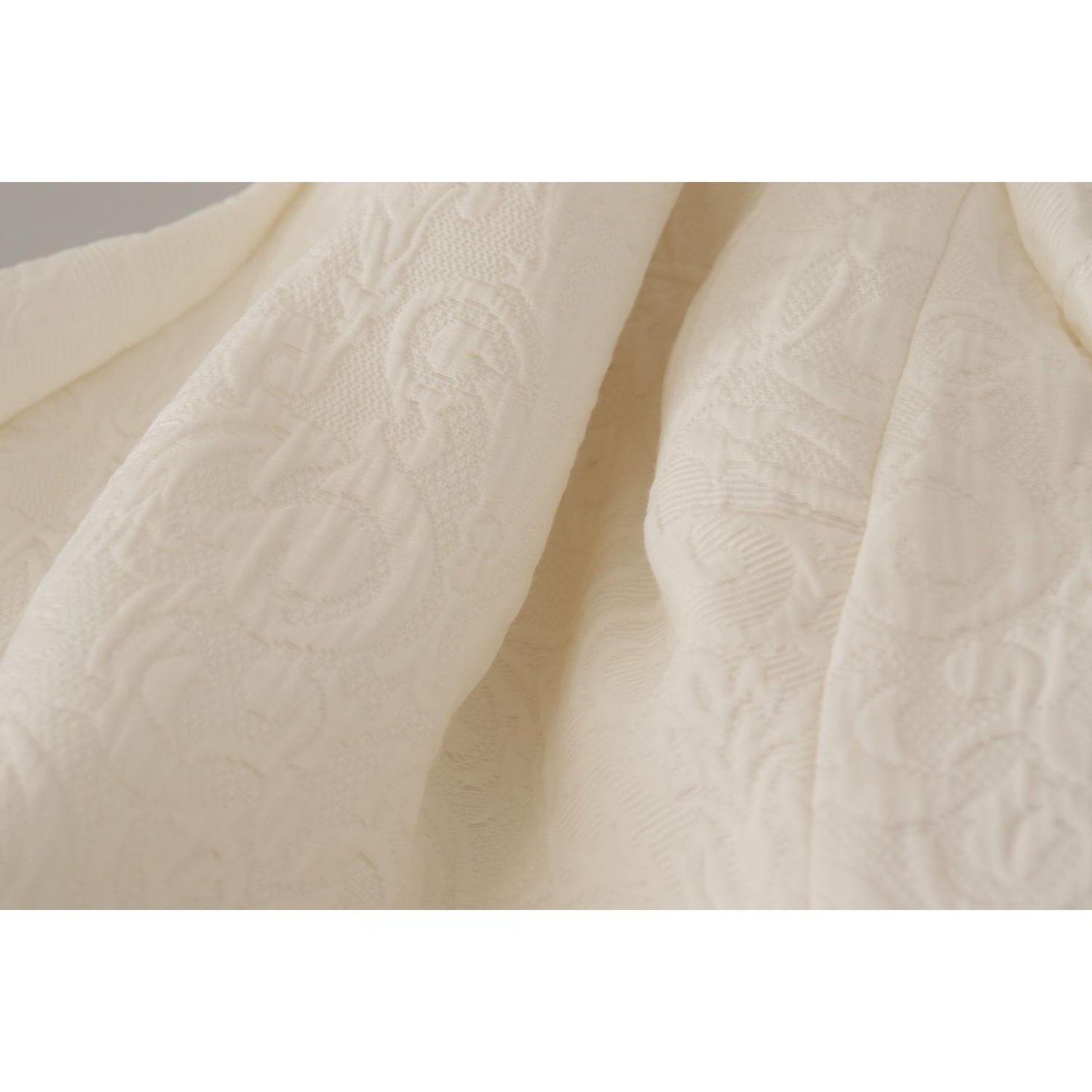 Dolce & Gabbana White Jaquard Midi Floral Sheath Brocade Dress