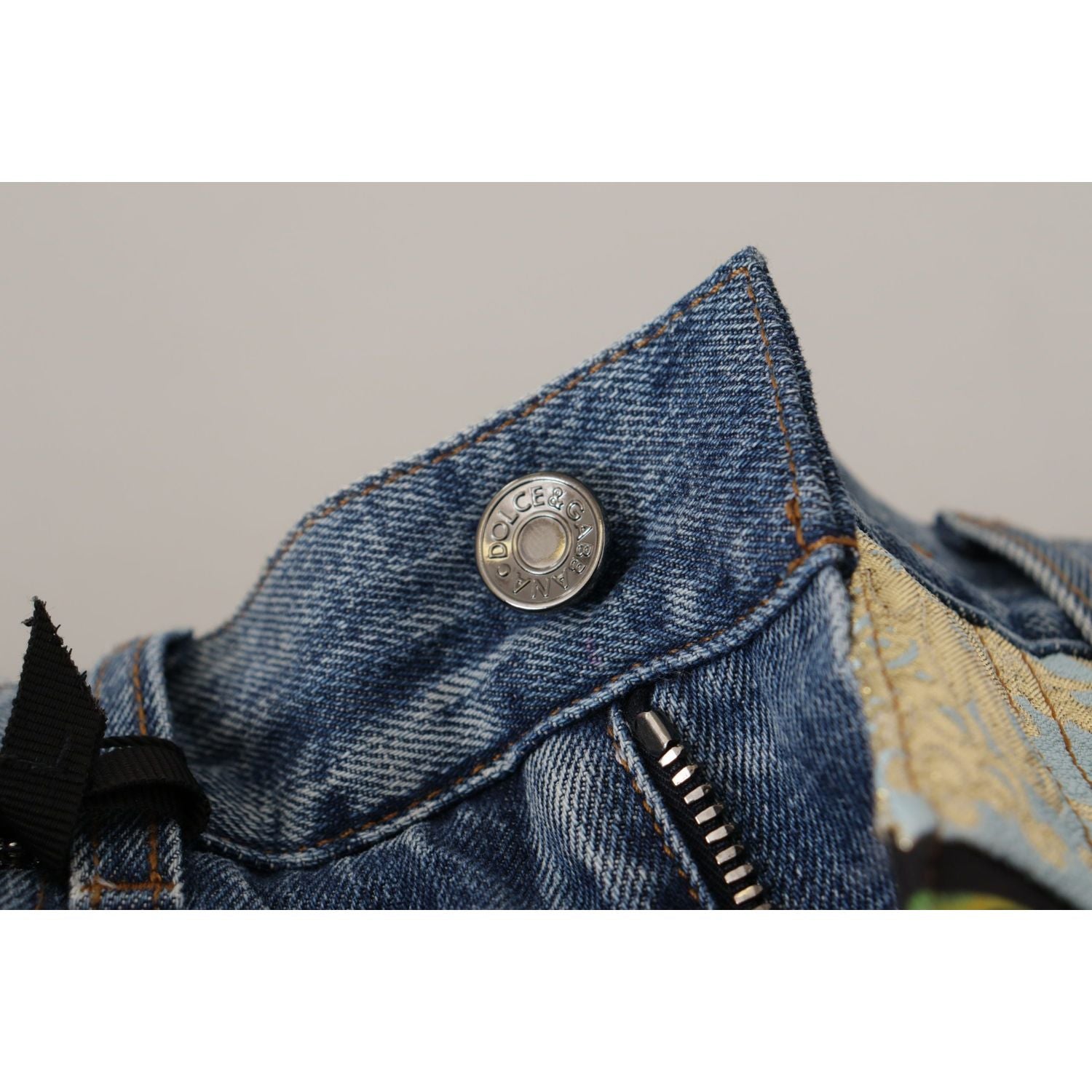 Dolce & Gabbana Blue Jeans Jacquard Majolica High Waist Pants