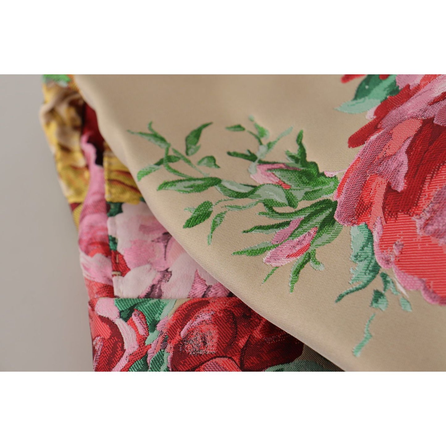 Dolce & Gabbana Beige Floral Dress Formal High Waist Pants