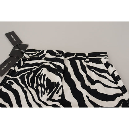 Dolce & Gabbana Black White Cotton Stretch Hot Pants Shorts