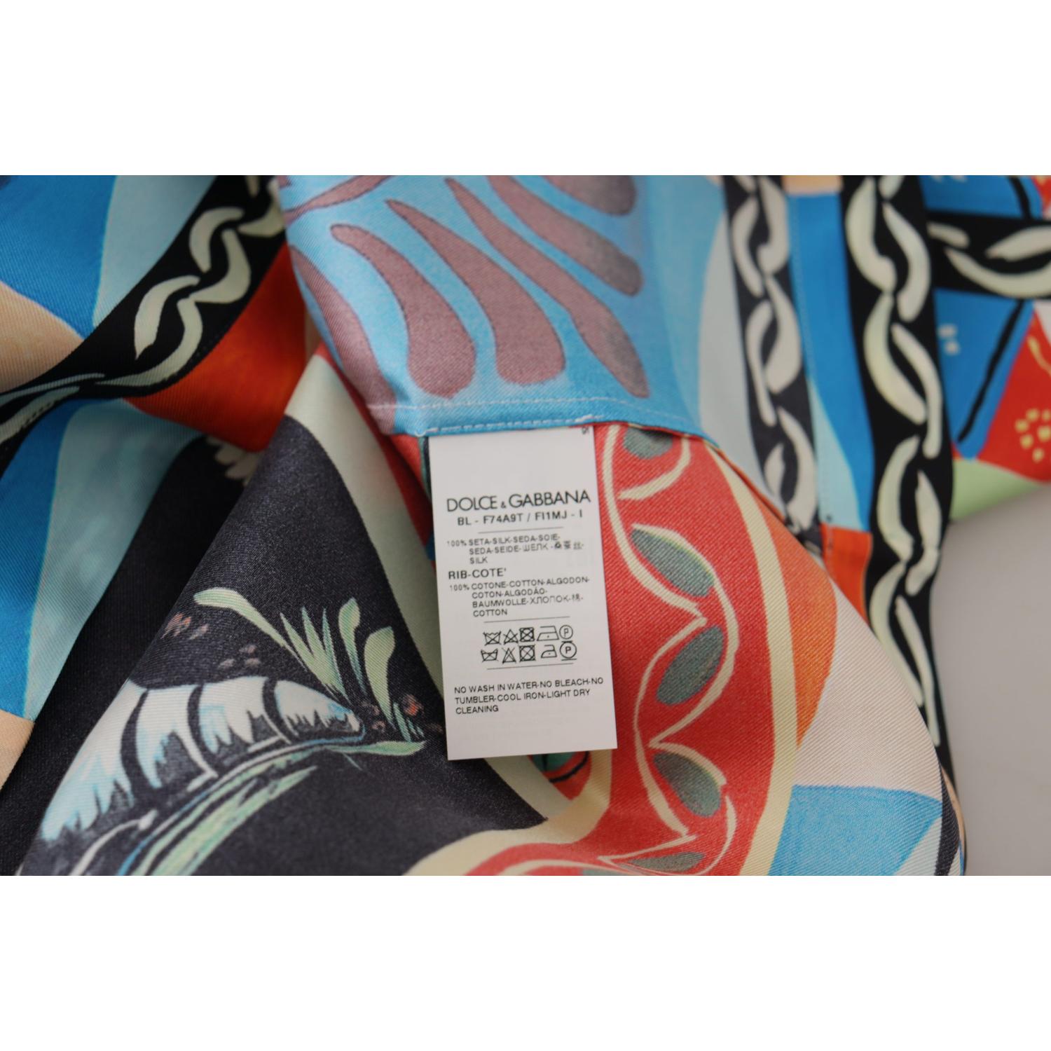 Dolce & Gabbana Multicolor Soldier Carretto Silk Top  T-shirt