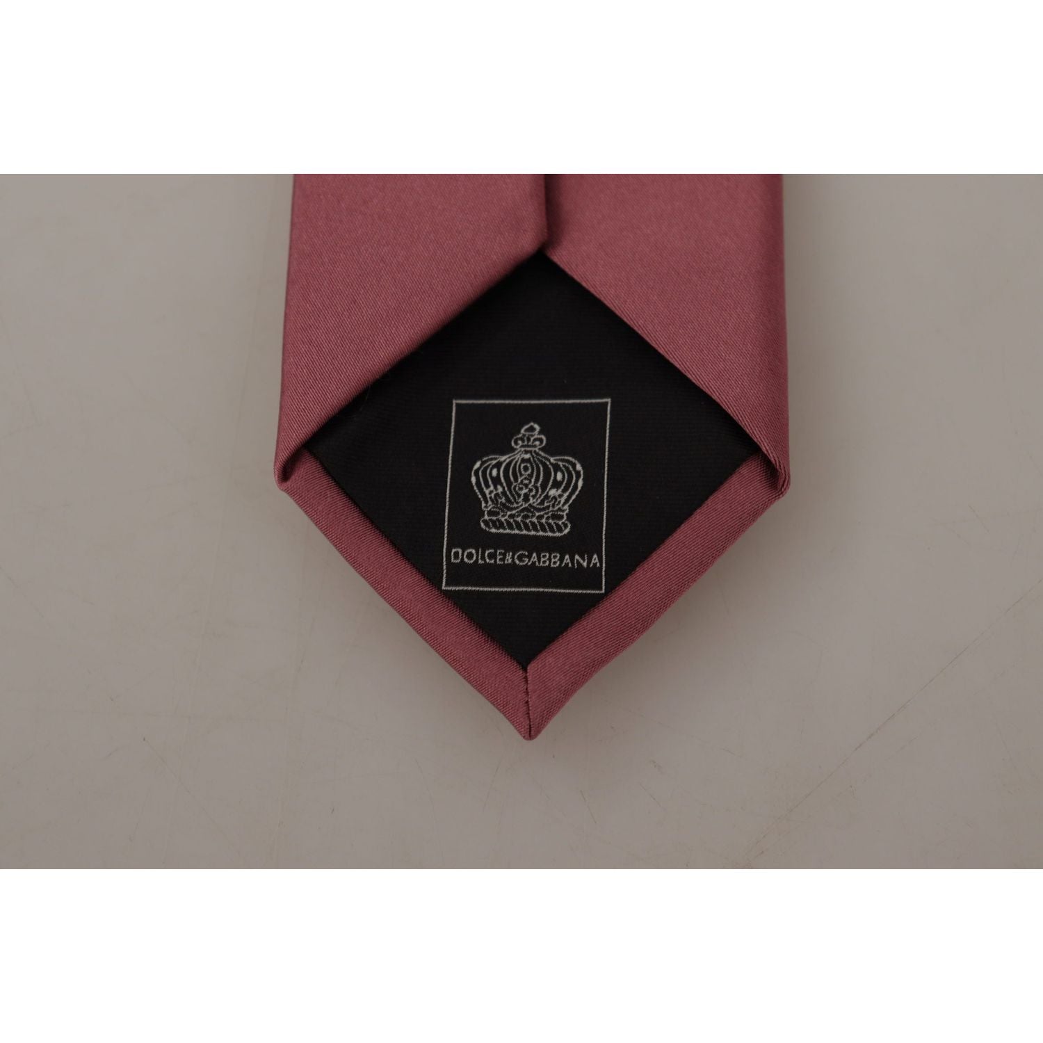 Dolce & Gabbana Pink Solid Print Silk Adjustable Necktie Accessory Tie
