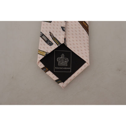 Dolce & Gabbana Pink Pen Dots Print 100% Silk Adjustable Neck Accessory Tie