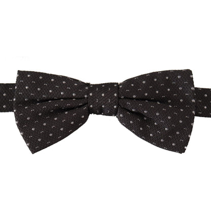 Dolce & Gabbana Gray Polka Dot 100% Silk Neck Papillon Tie