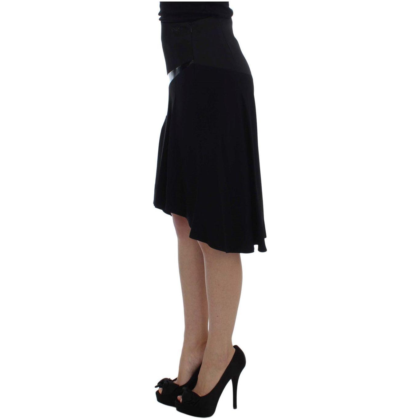 Exte Black Blue Cotton Stretch Straight Skirt SIG30932-1