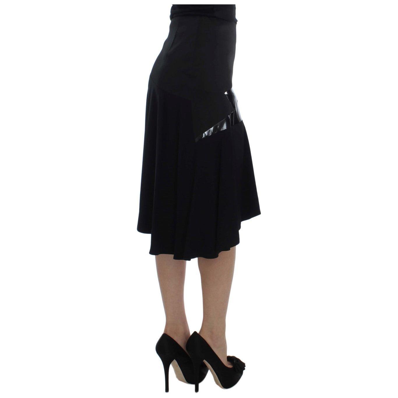 Exte Black Blue Cotton Stretch Straight Skirt SIG30932-1