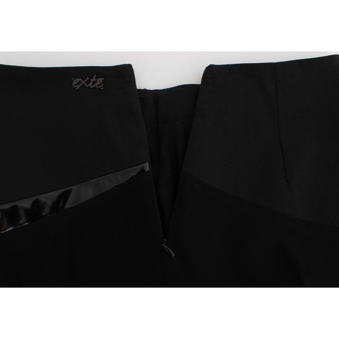 Exte Black Blue Cotton Stretch Straight Skirt SIG30932-1