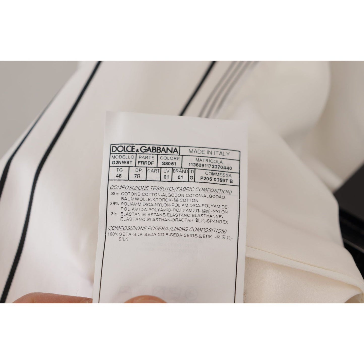Dolce & Gabbana White Stripes Cotton Single Breasted Blazer