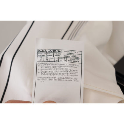 Dolce & Gabbana White Stripes Cotton Single Breasted Blazer