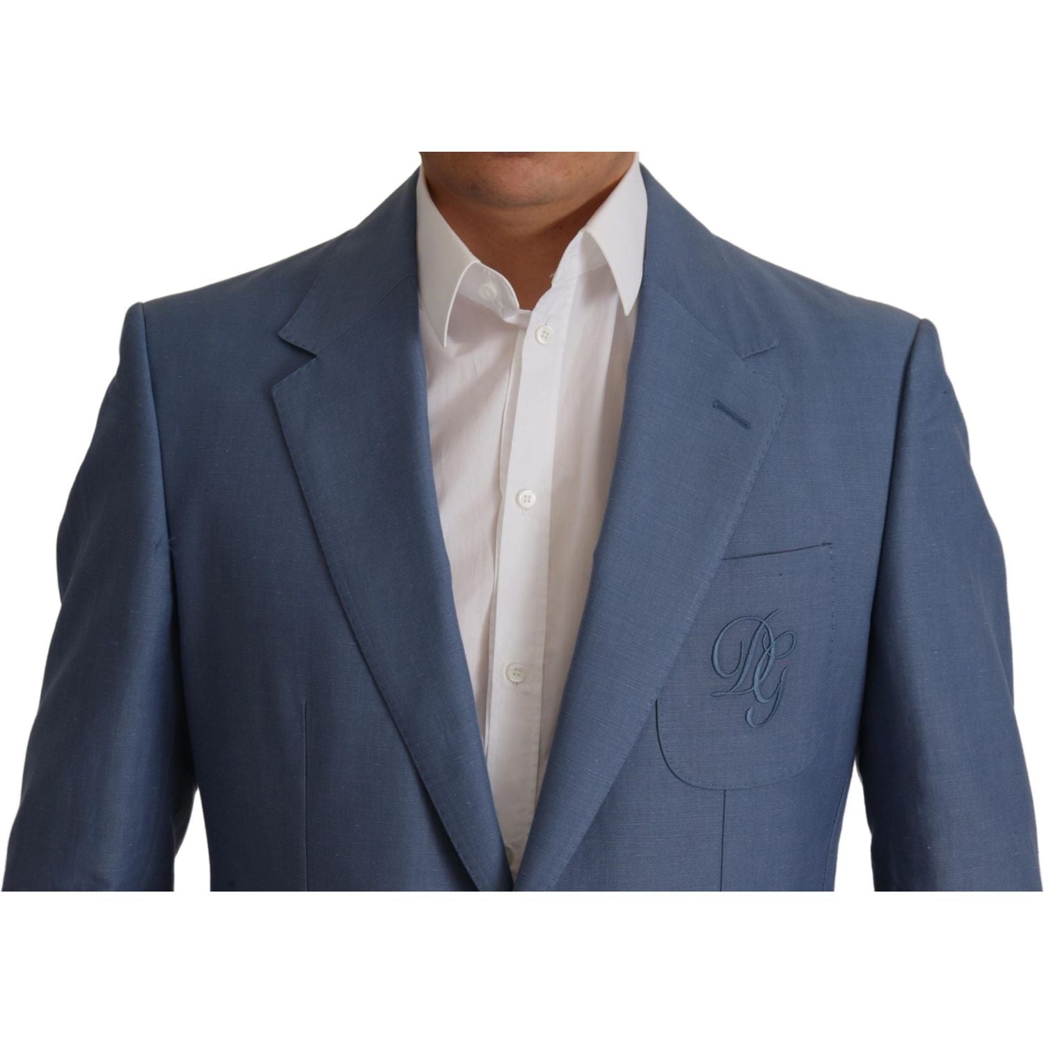 Dolce & Gabbana Blue Single Breasted Logo Blazer Jacket