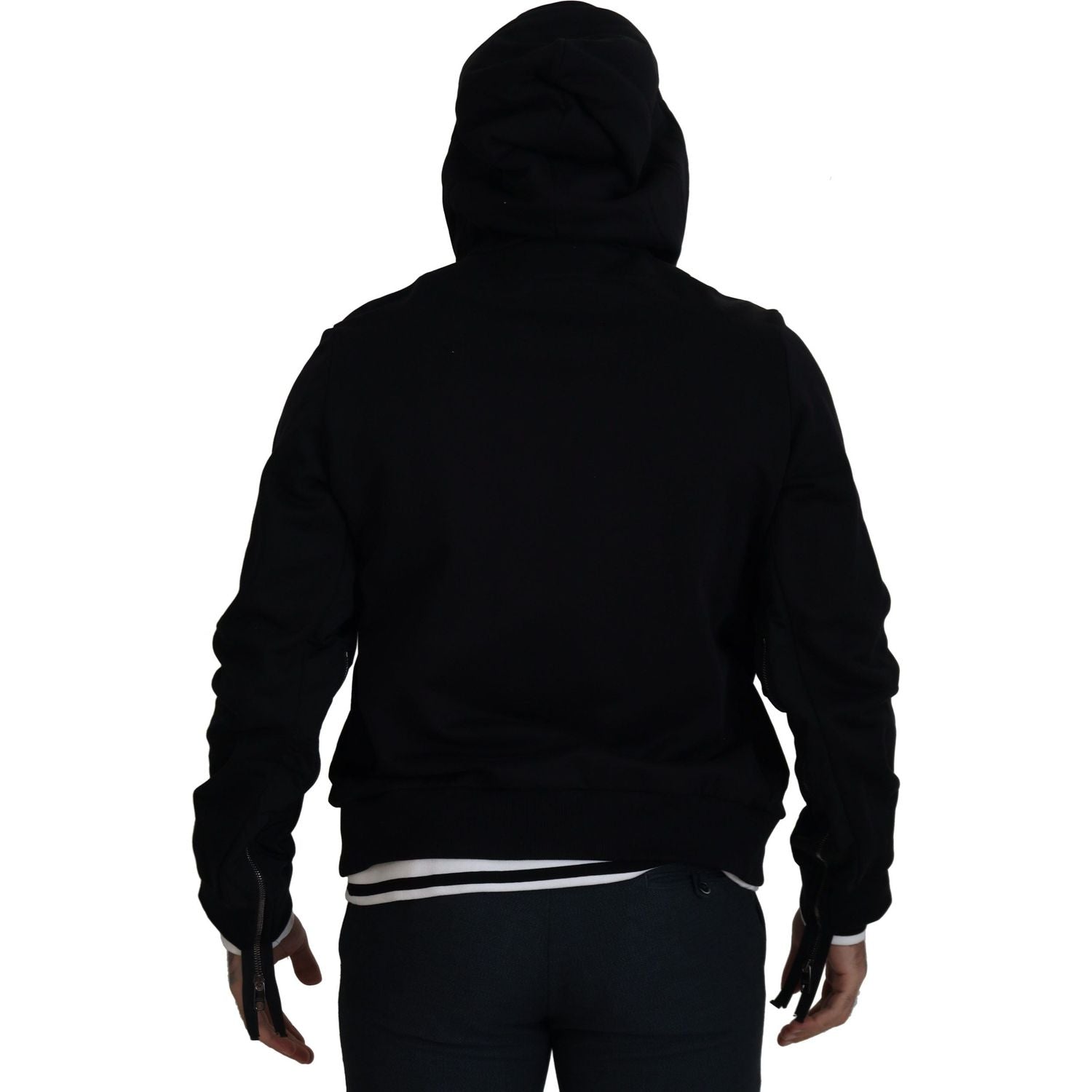 Dolce & Gabbana Black Polyester Hooded Full Zip Jacket