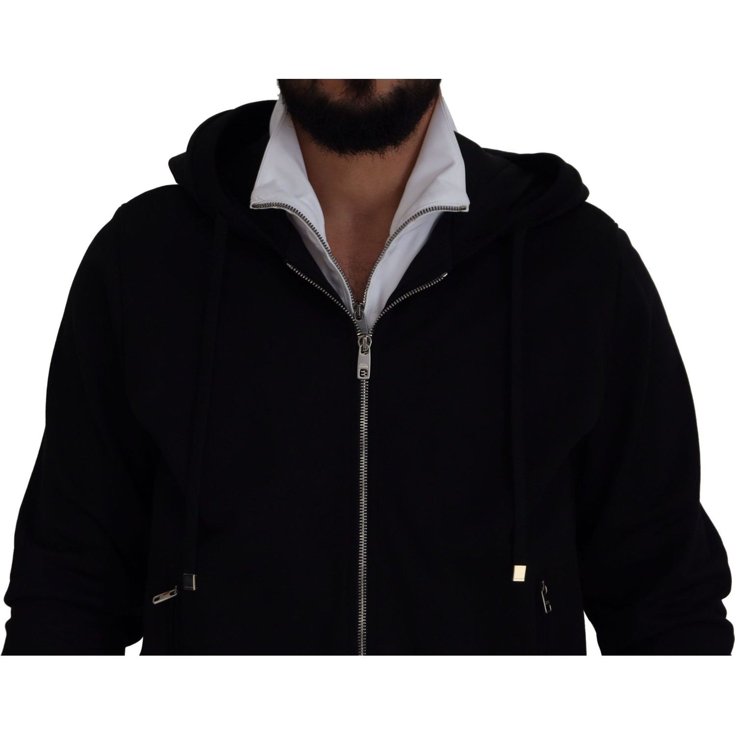 Dolce & Gabbana Black Polyester Hooded Full Zip Jacket