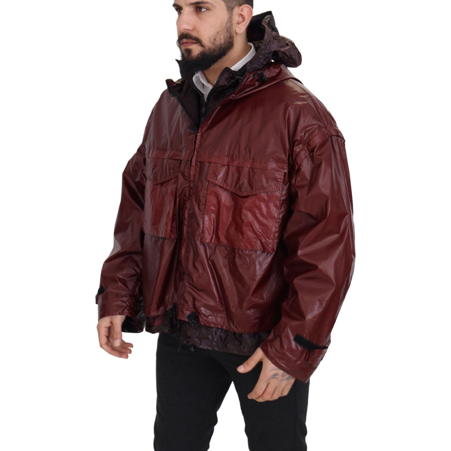 Dolce & Gabbana Bordeaux Cotton Hooded Full Zip Jacket