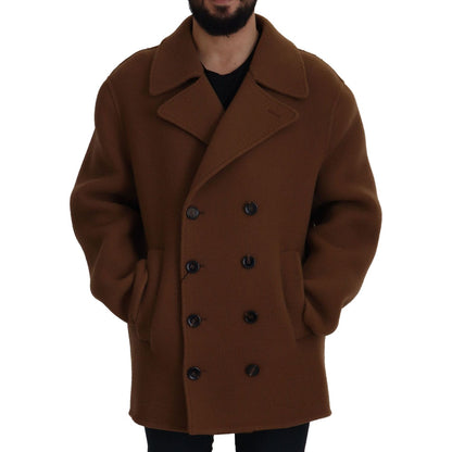 Dolce & Gabbana Brown Nylon Double Breasted Coat Jacket