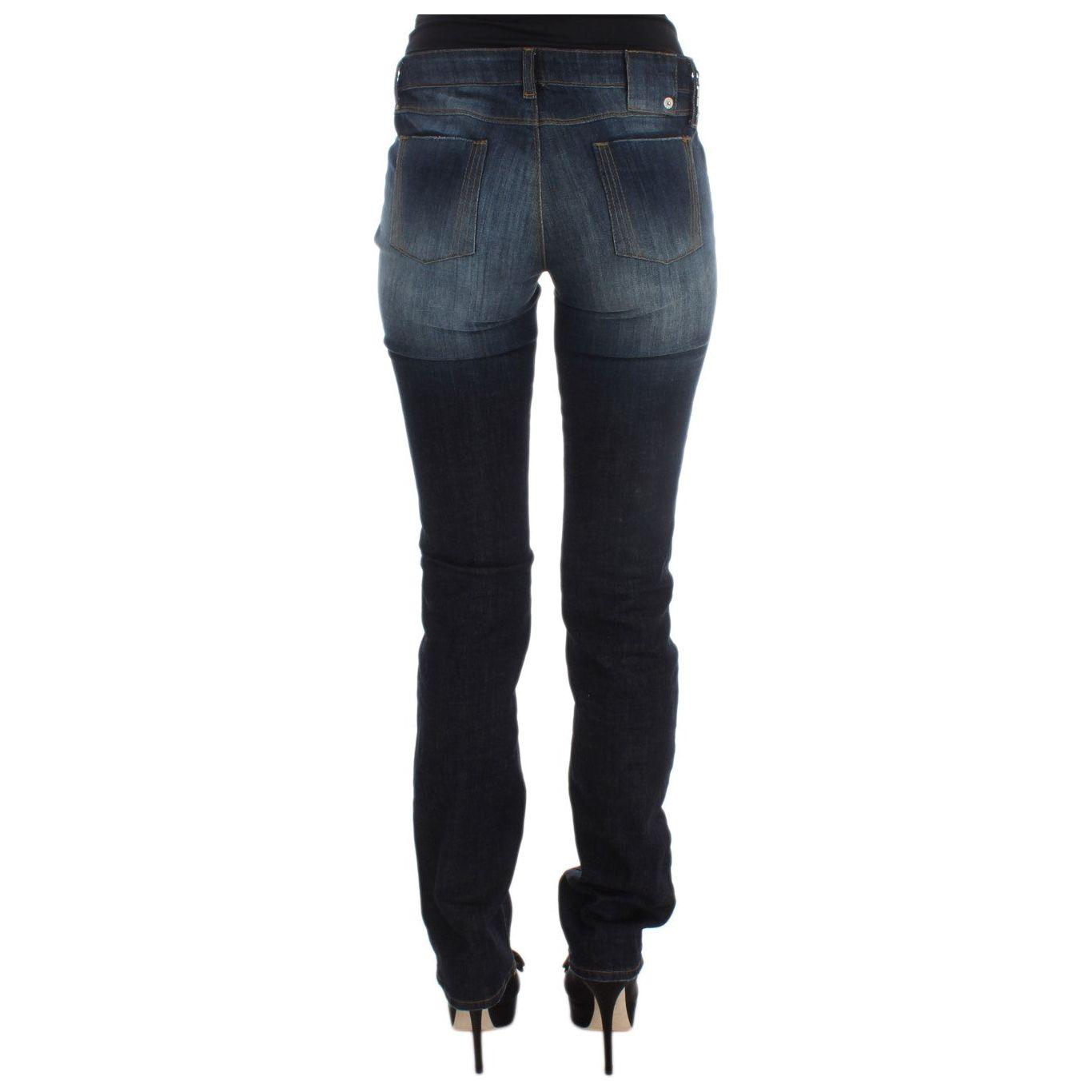 Costume National Blue Cotton Slim Fit Bootcut Jeans Jeans & Pants