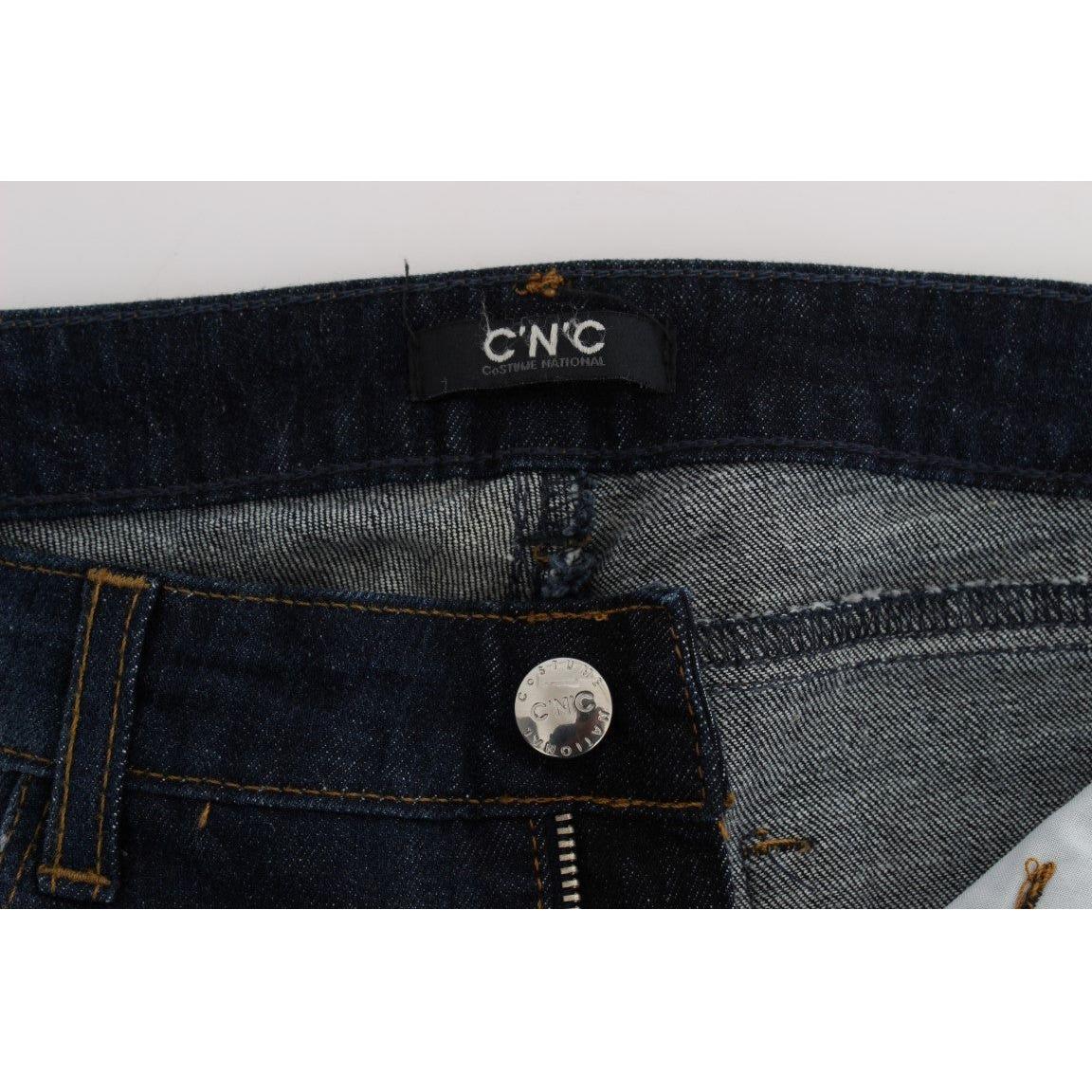 Costume National Blue Cotton Slim Fit Bootcut Jeans Jeans & Pants