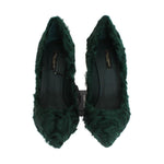Dolce & Gabbana Green Xiangao Lamb Fur Leather Pumps LA3083-1