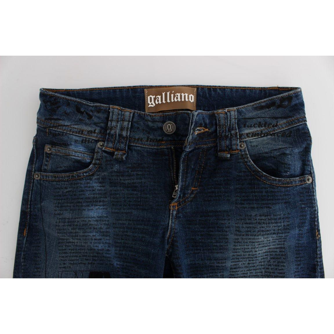 John Galliano Blue Wash Cotton Blend Slim Fit Bootcut Jeans
