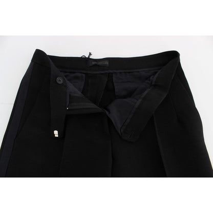 Ermanno Scervino Black Striped Cotton Blend Wide Legs Pants Jeans & Pants