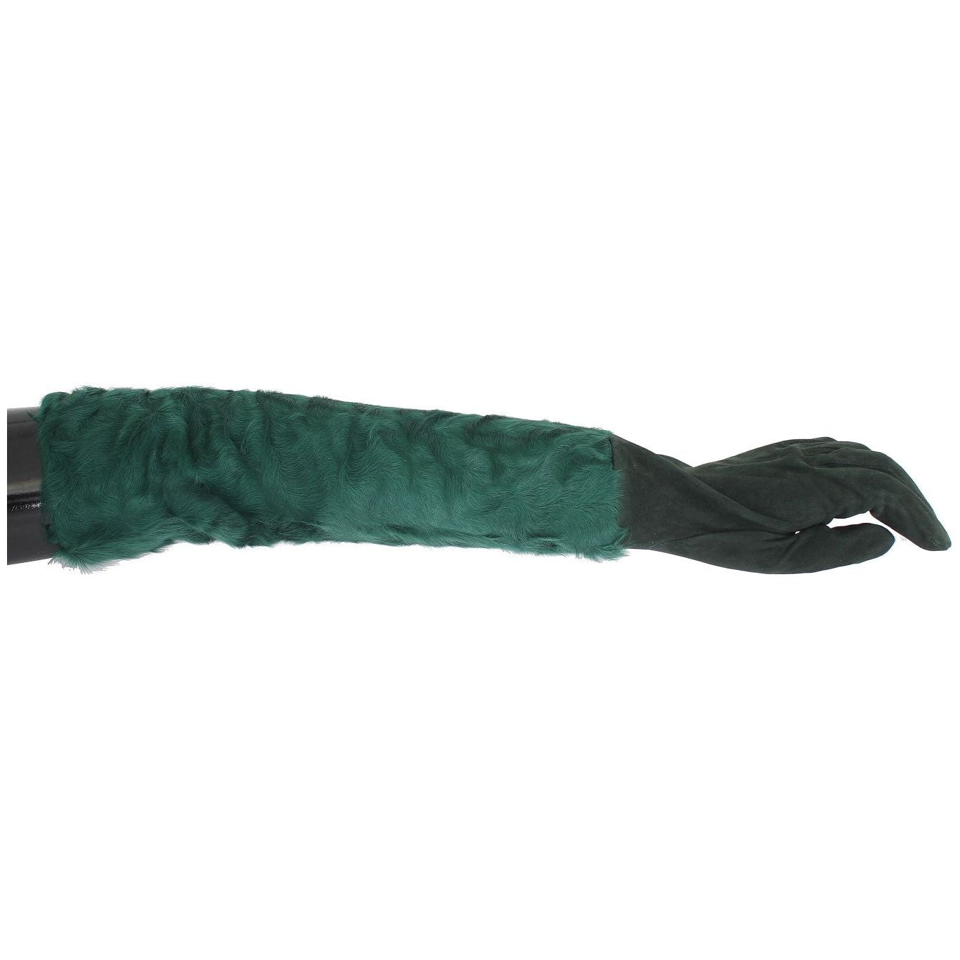 Dolce & Gabbana Green Leather Xiangao Fur Elbow Gloves
