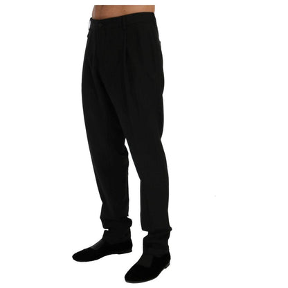 Dolce & Gabbana Black Striped Wool Stretch Pants