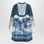 FARM Rio Linen-blend dress with palm print 333833LI/Q_FARM-25089_323