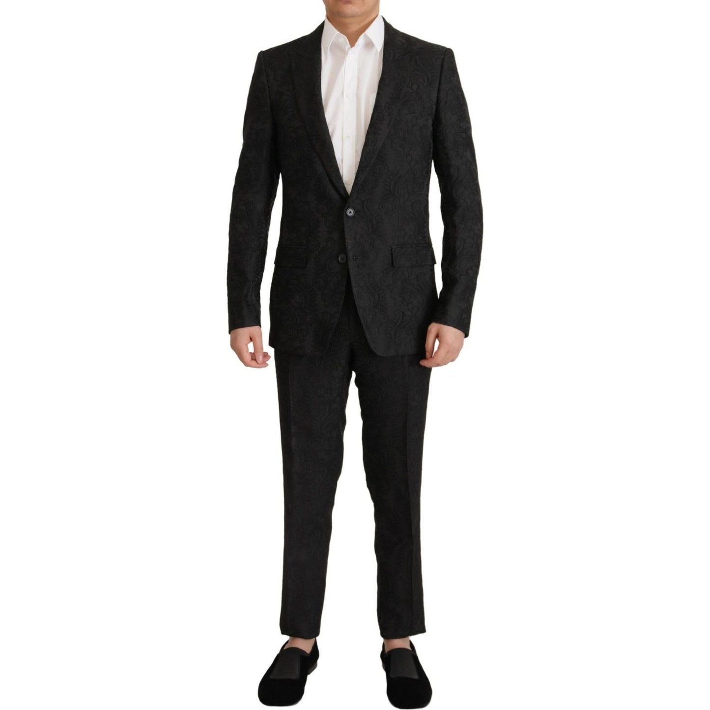 Dolce & Gabbana Black Brocade Formal 2 Piece MARTINI Suit
