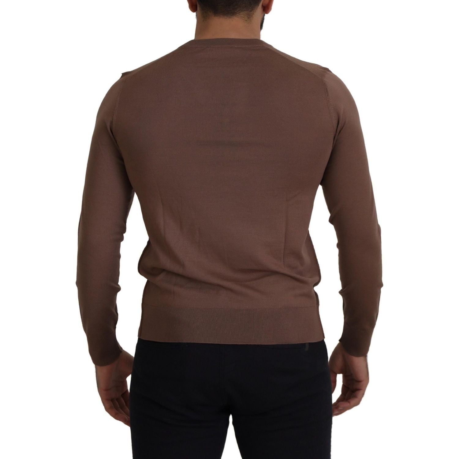 Dolce & Gabbana Brown Wool Men V-neck Pullover Sweater