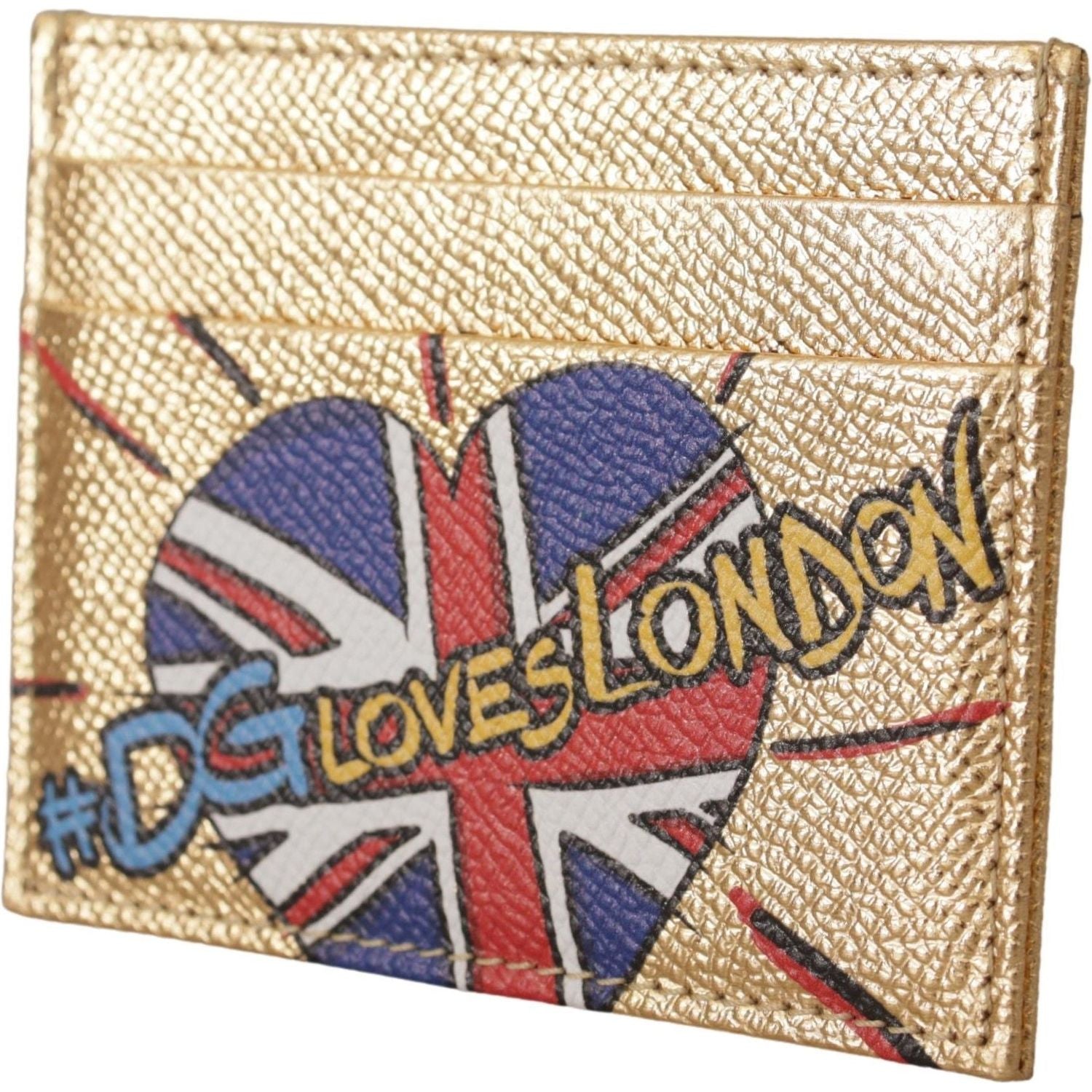 Dolce & Gabbana Gold Leather #DGLovesLondon Women Cardholder Case Wallet