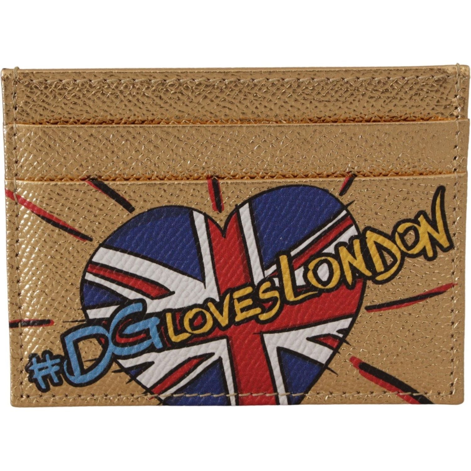 Dolce & Gabbana Gold Leather #DGLovesLondon Women Cardholder Case Wallet