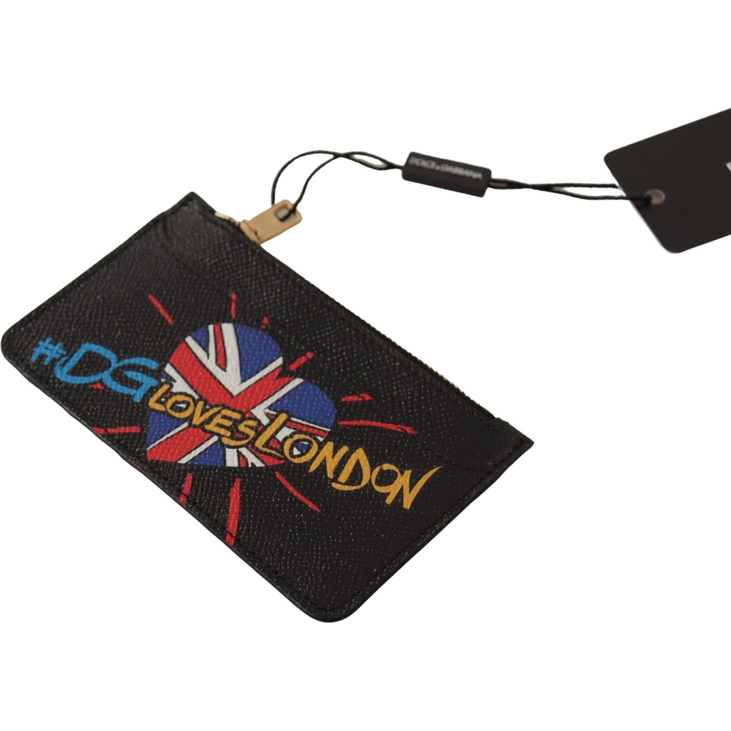Dolce & Gabbana Black Leather #DGLovesLondon Women Cardholder Coin Case  Wallet