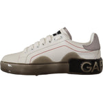 Dolce & Gabbana White Leather Shoes Womens Logo Portofino Sneakers LA9758-36