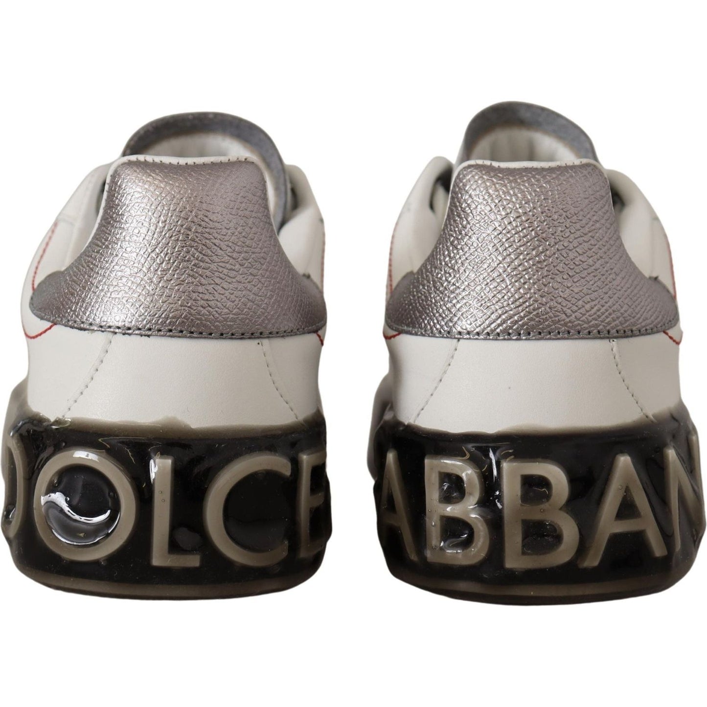 Dolce & Gabbana White Leather Shoes Womens Logo Portofino Sneakers LA9758-36