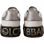 Dolce & Gabbana White Leather Shoes Womens Logo Portofino Sneakers LA9758-36