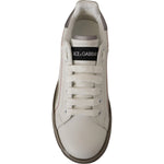 Dolce & Gabbana White Leather Shoes Womens Logo Portofino Sneakers LA9758-36