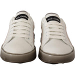 Dolce & Gabbana White Leather Shoes Womens Logo Portofino Sneakers LA9758-36