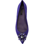 Dolce & Gabbana Purple Suede Crystals Loafers Flats Shoes