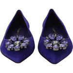 Dolce & Gabbana Purple Suede Crystals Loafers Flats Shoes