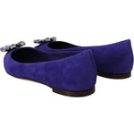 Dolce & Gabbana Purple Suede Crystals Loafers Flats Shoes