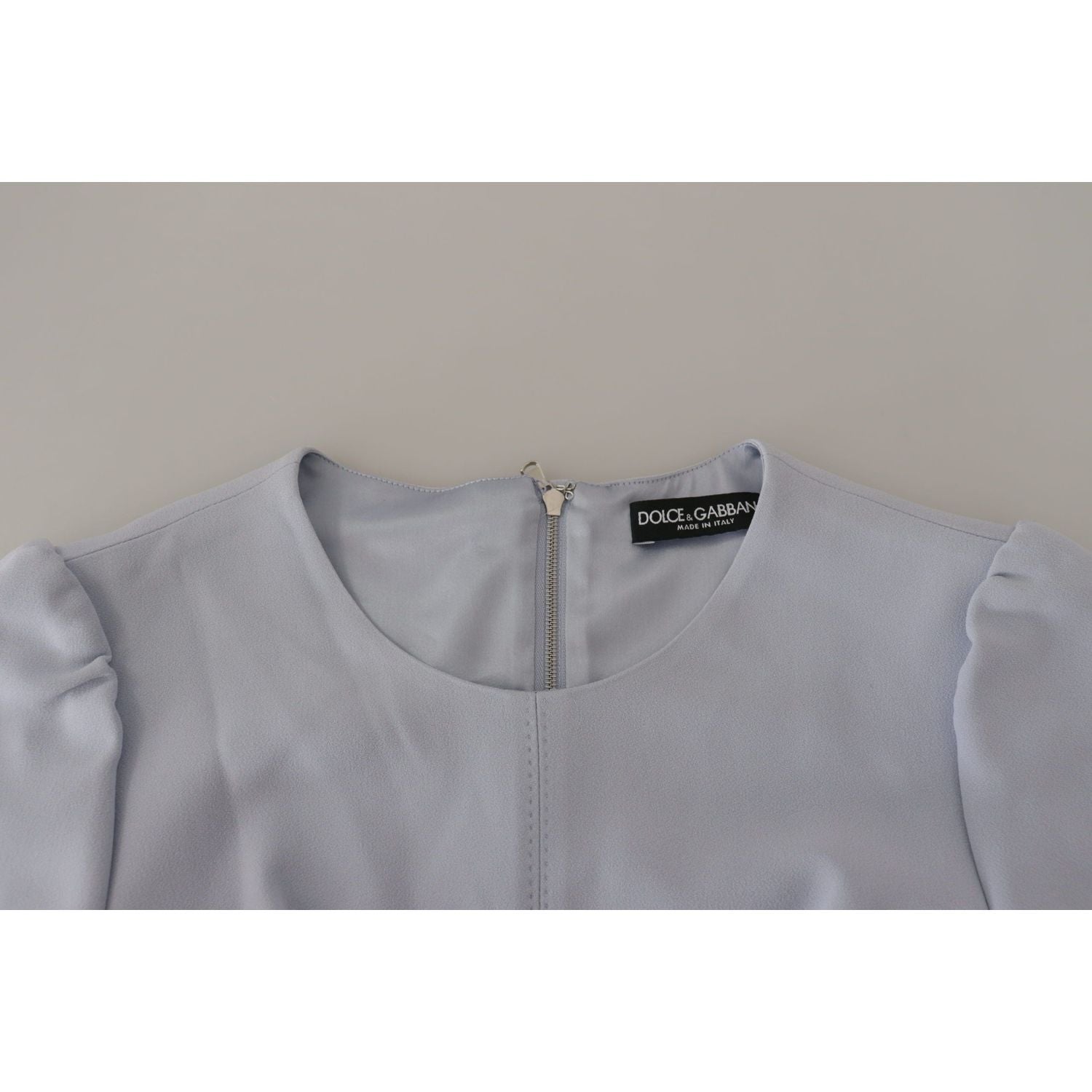 Dolce & Gabbana Blue Floral Applique Midi Viscose Dress