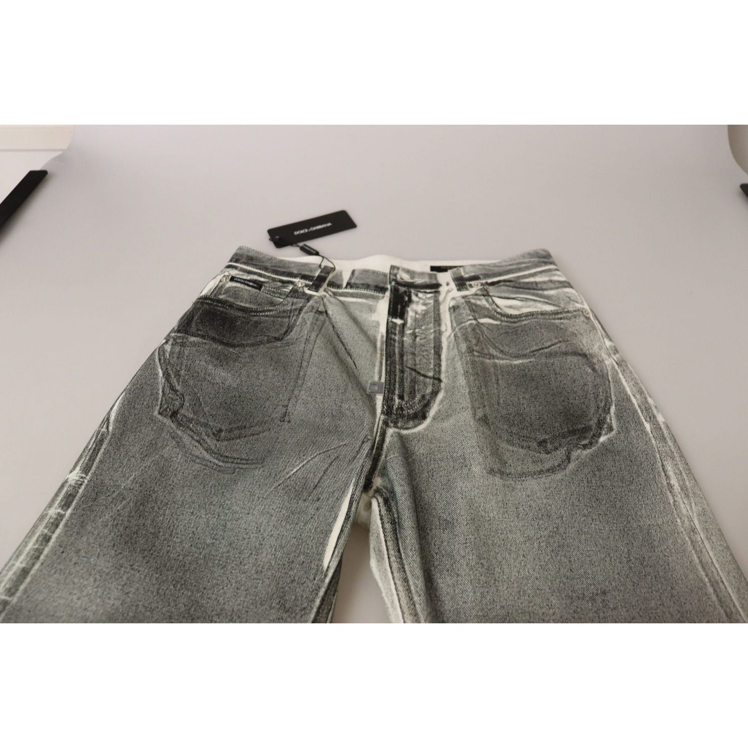 Dolce & Gabbana Grey Washed High Waist Denim Pants Cotton Jeans